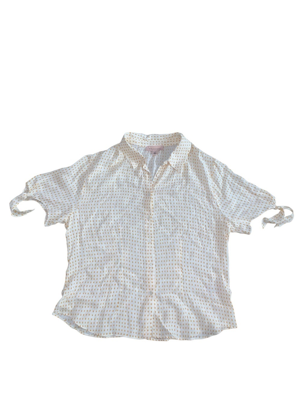 Philosophy Republic Yellow Polka Dot Tie Sleeve Blouse XL